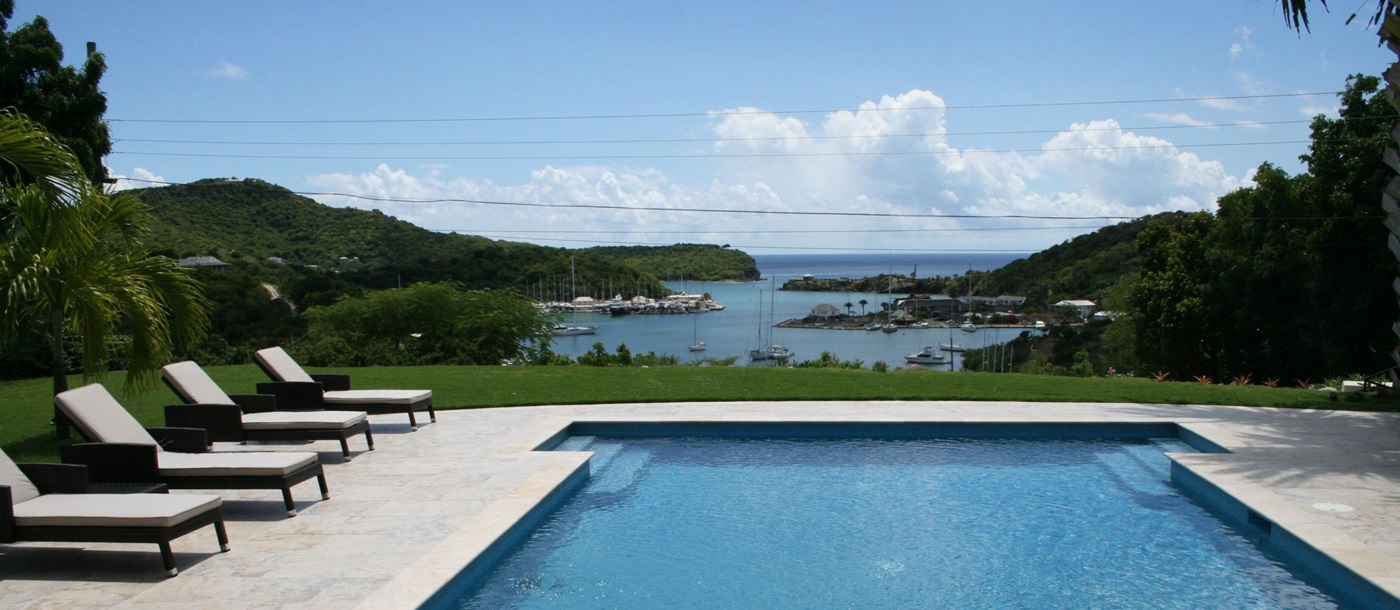 Swimming pool and v iew from Hill Club, Antigua