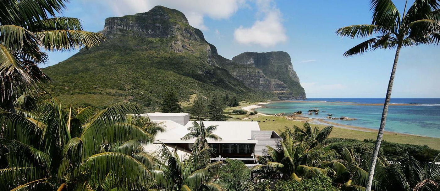 aerial view of Lord Howe Island in luxury Capella Lodge in Australia