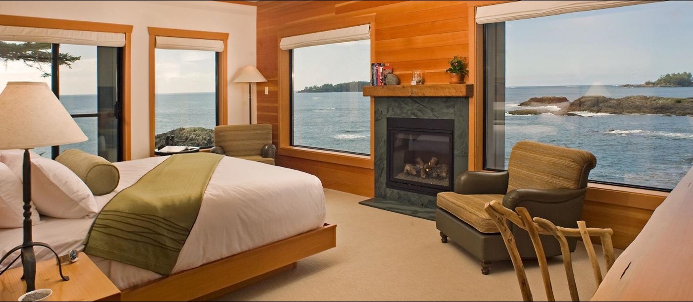 Double guest suite with ocean views at Wickaninnish Inn in Canada