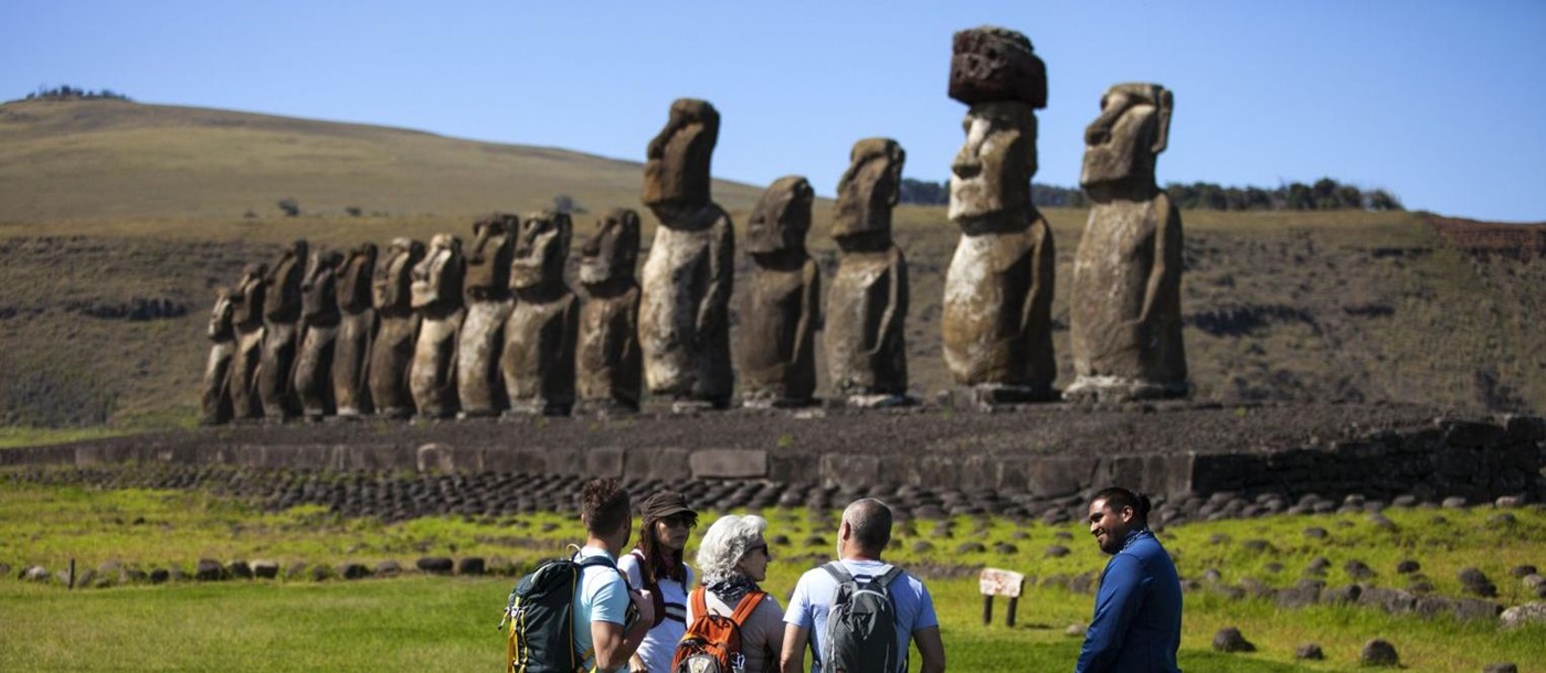 Guests from Explora Rapa Nui on an excursion to Tongariki, Easter Island