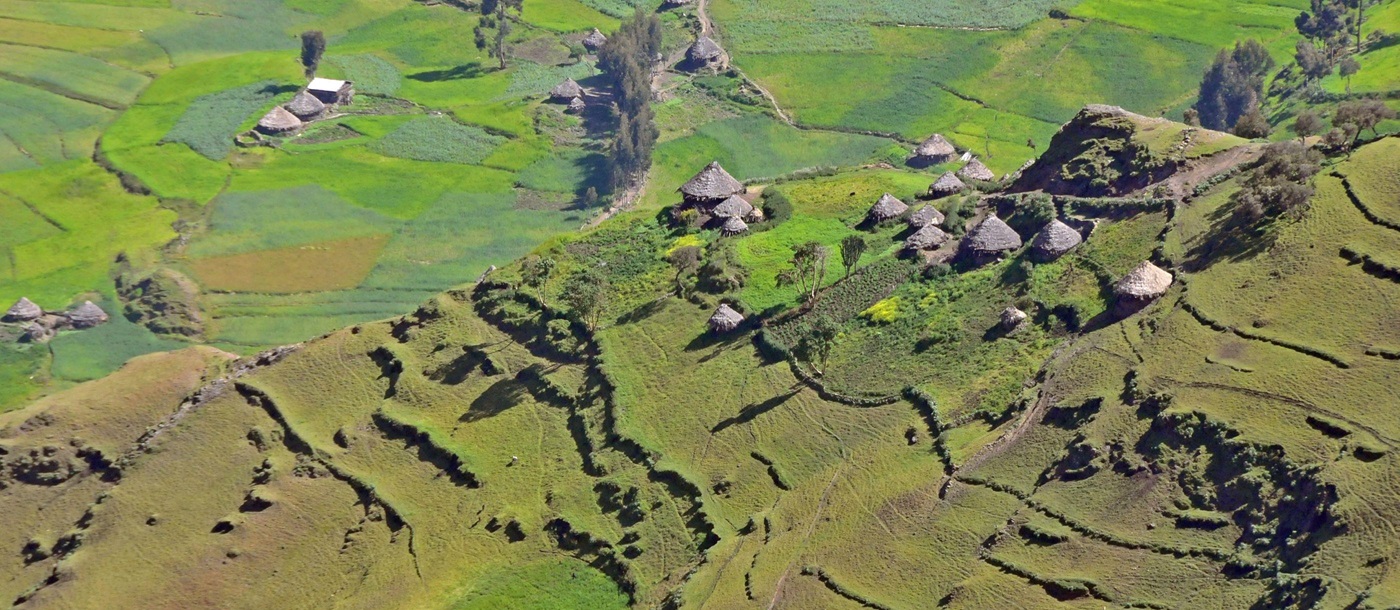 Village below the Simien Mountains