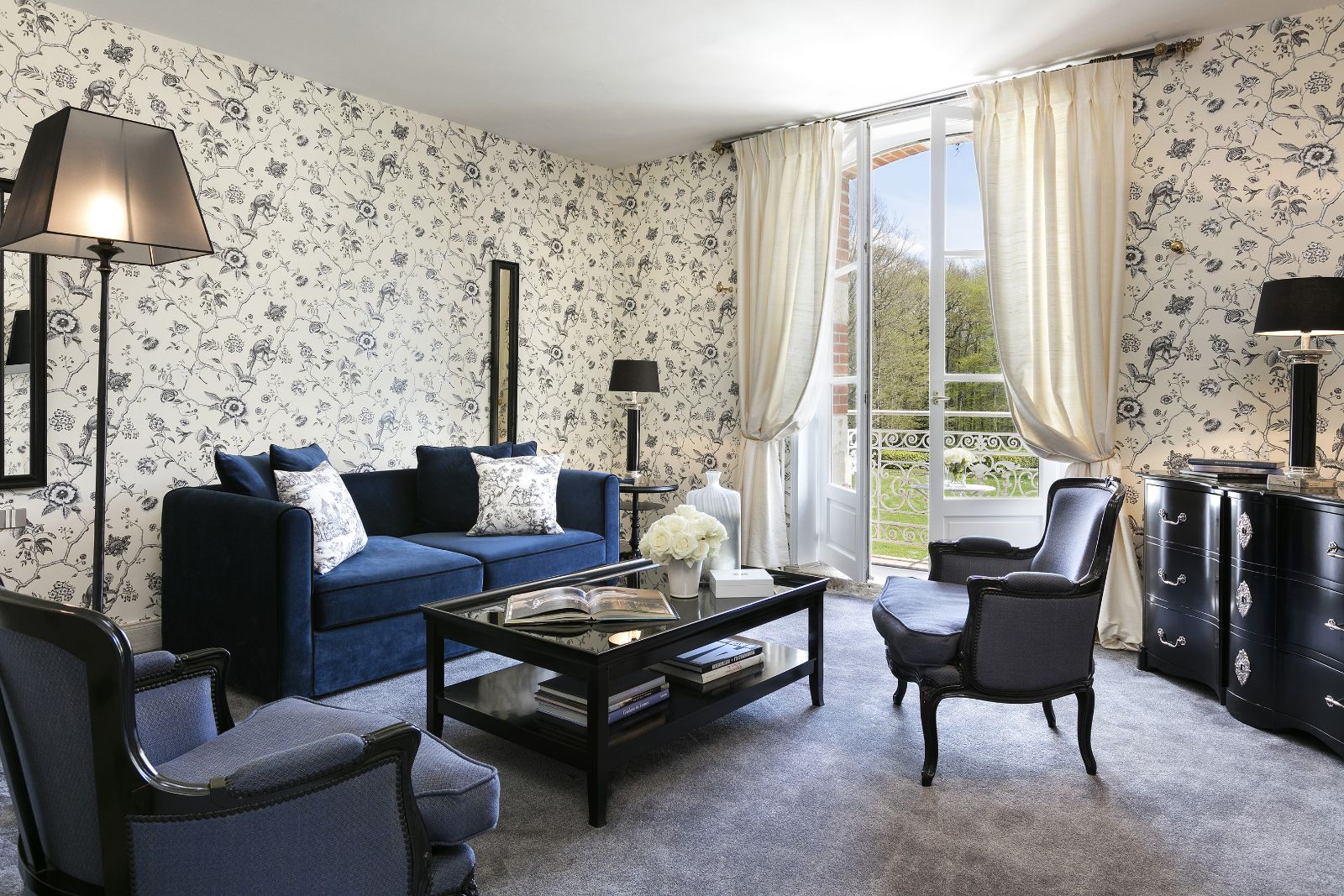 Guest room lounge at  Les Hauts de Loire in the Loire Valley, France