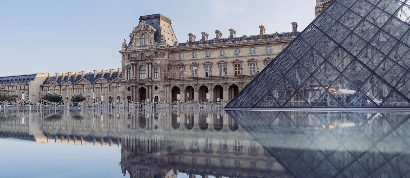 Exterior view of the Louvre in Paris, France