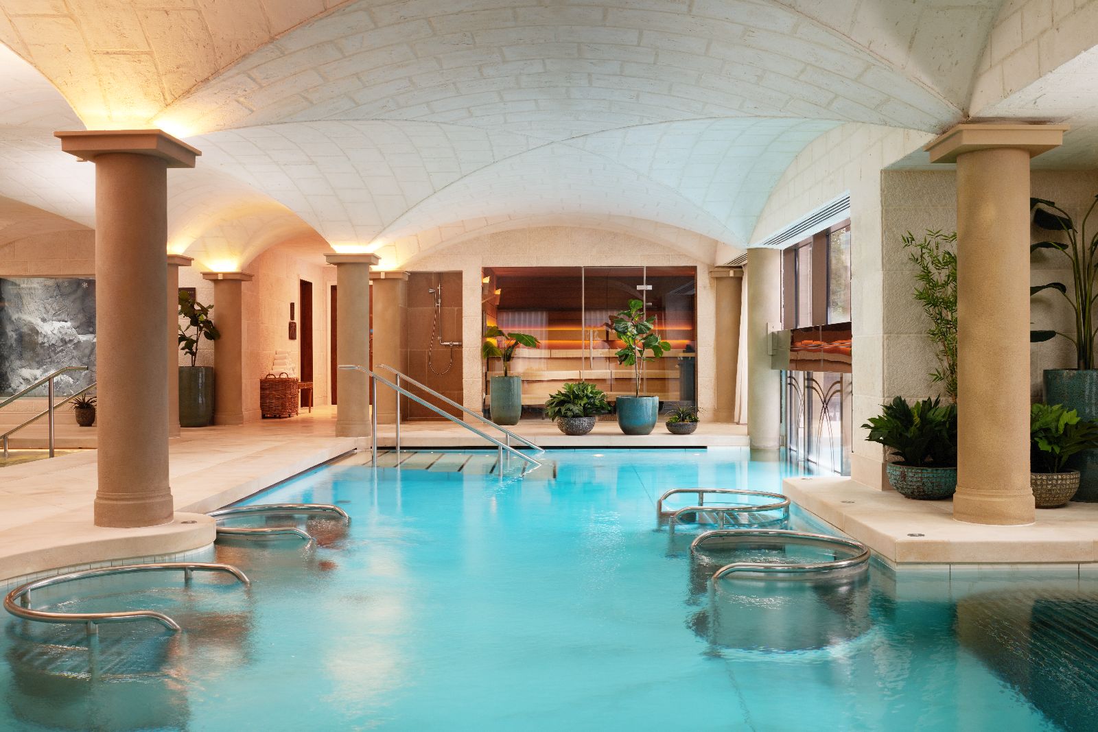 Hydrotherapy pool in the spa at Grantley Hall hotel in Yorkshire England