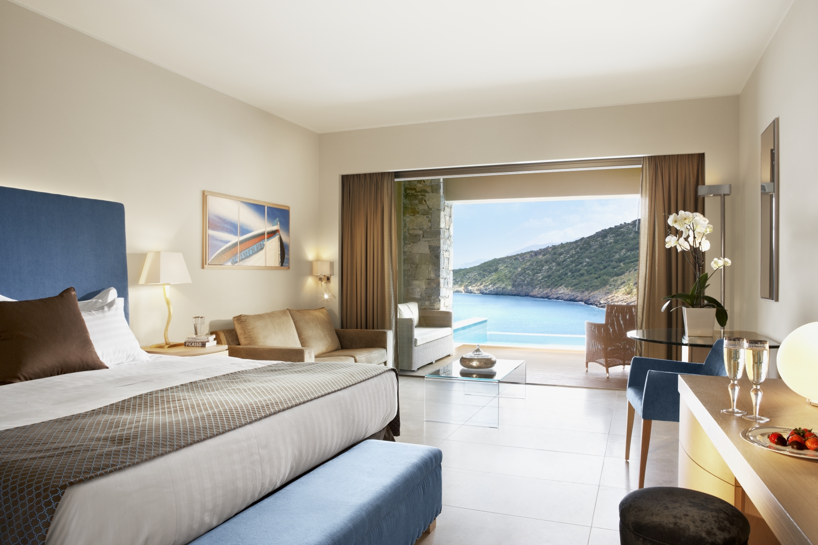 Deluxe Room with private pool and sea view at luxury resort Daios Cove in Greece