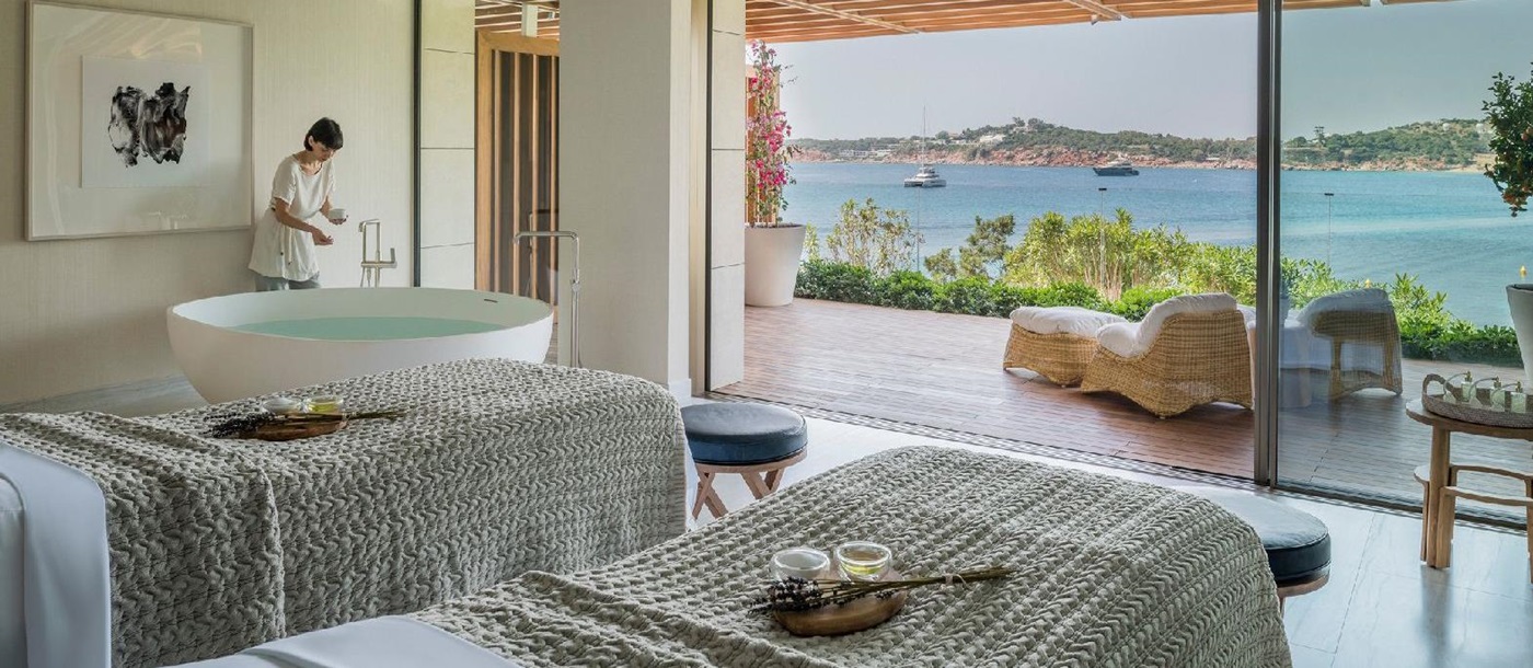 Sea view spa treatment rooms at the Four Seasons Astir Palace Athens