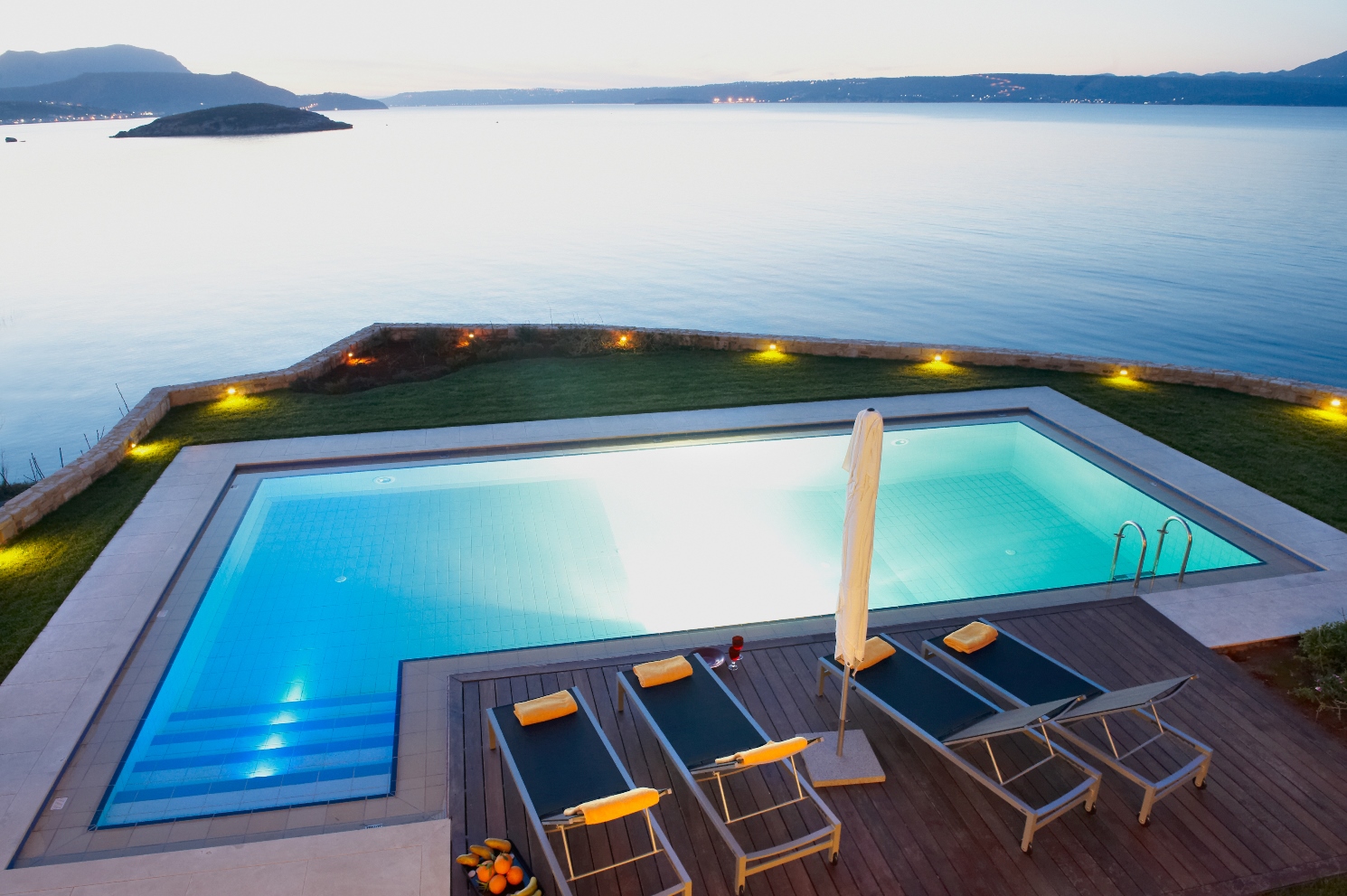 The pool and view at Almyra Residence