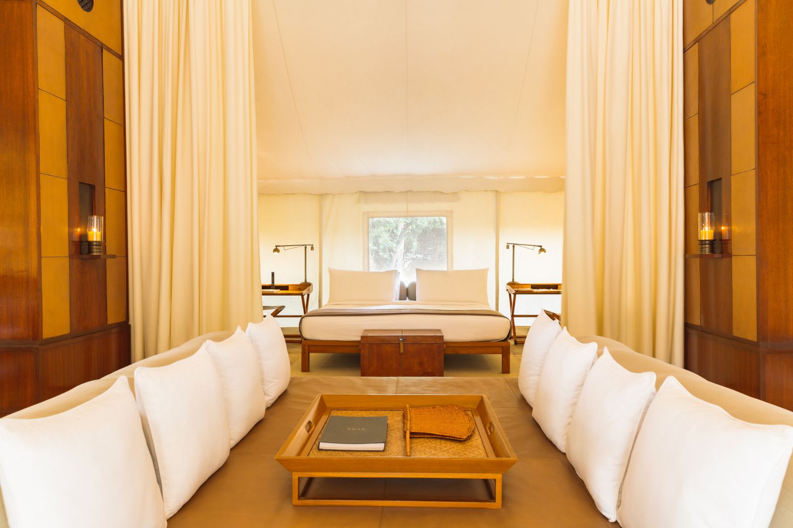 Interior of guest tent at Aman-I-Khas by Ranthambore National Park in India