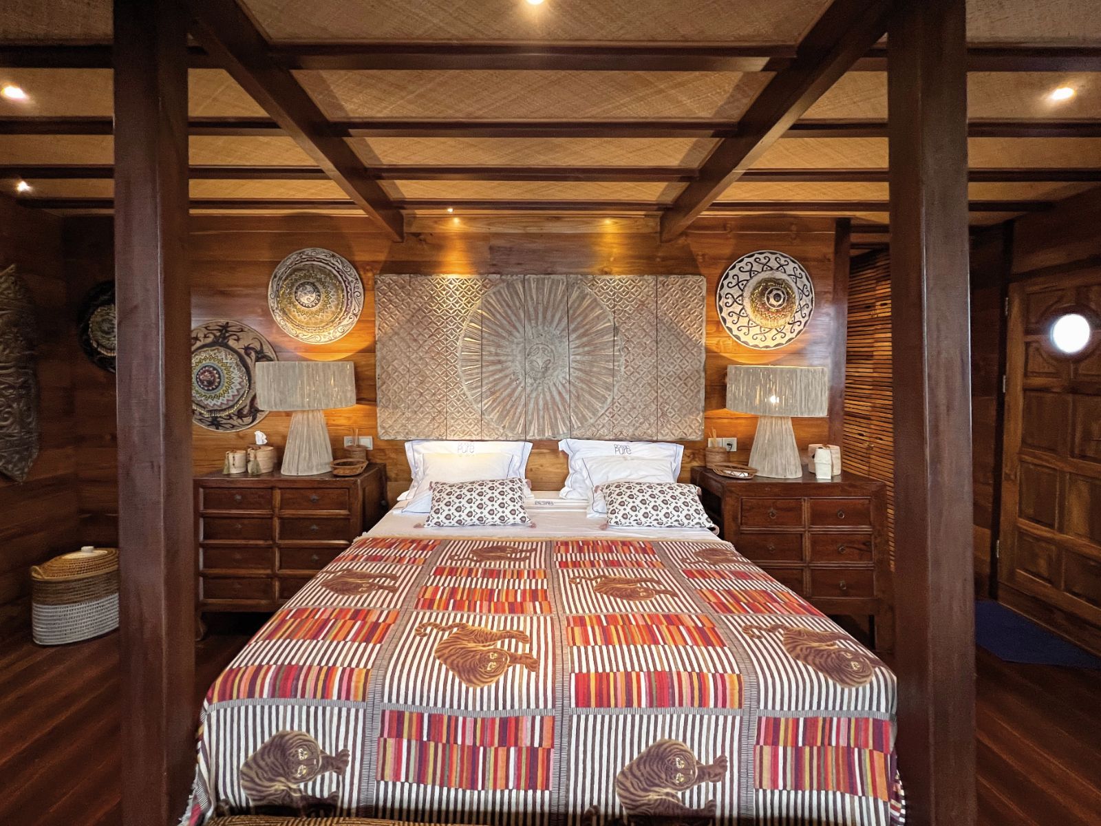 master bedroom onboard the Ocean Pure phinsi in Indonesia