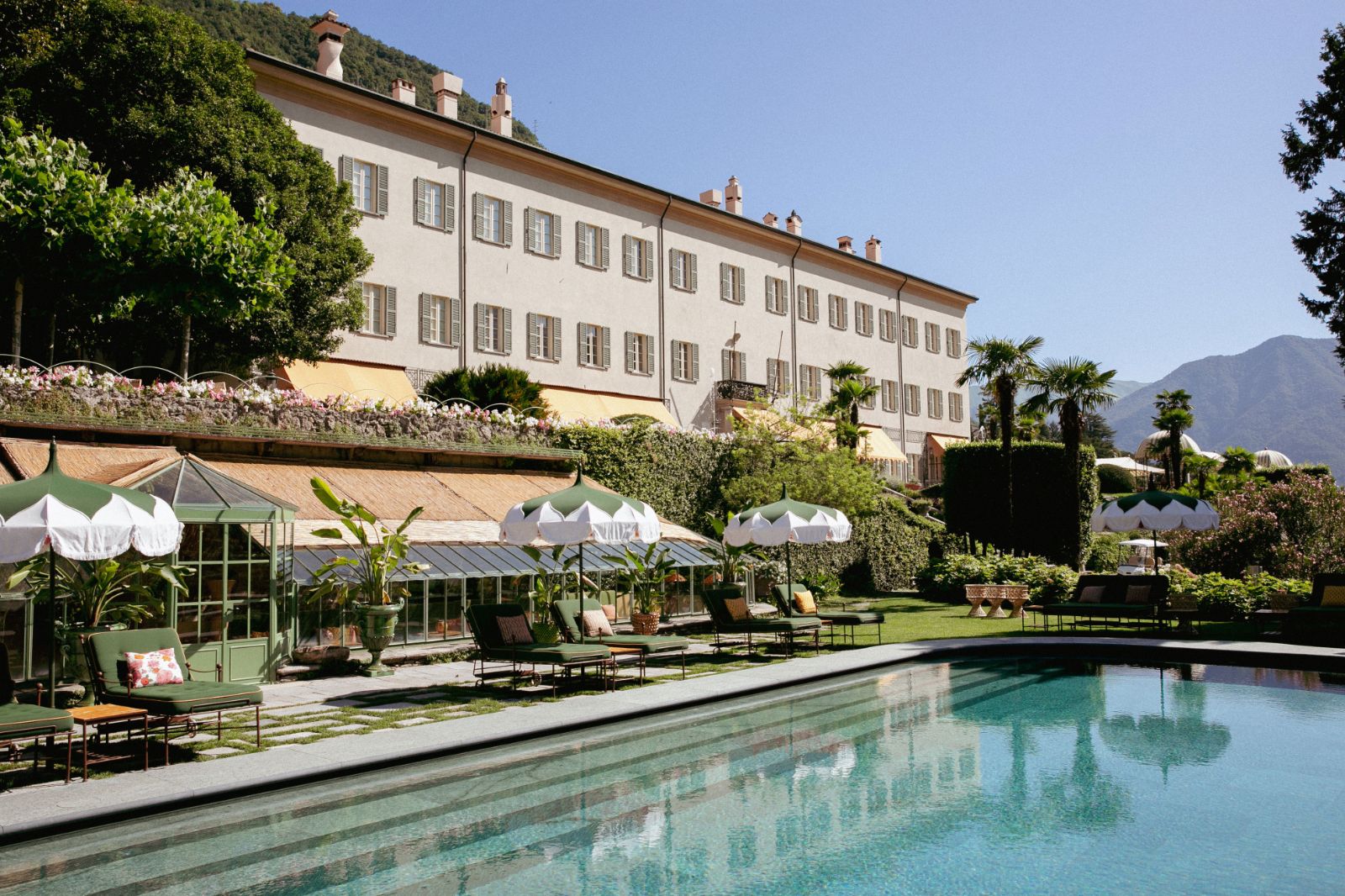 Pool and exterior of Passalacqua on Italy's Lake Como