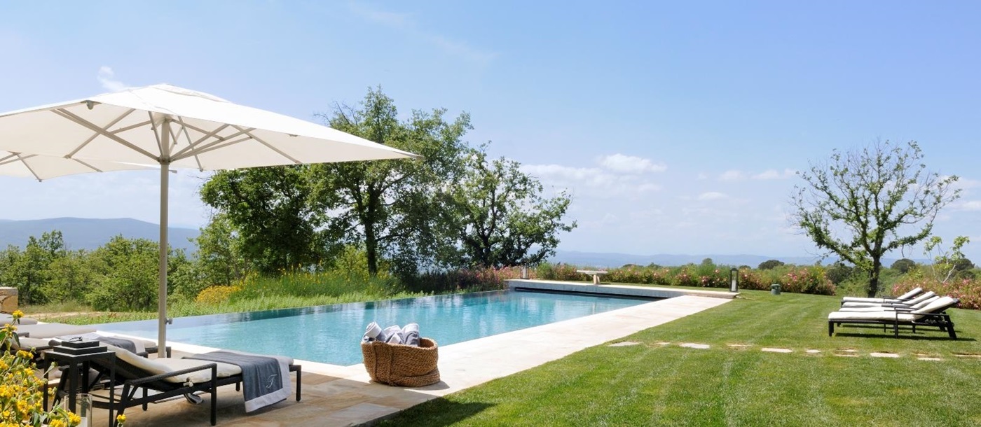 The swimming pool in the garden of Tramonti, Tuscany