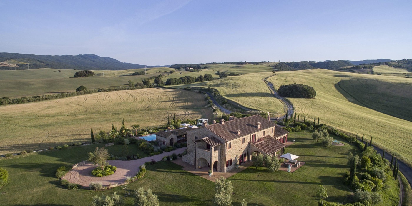 Aerial of Villa Papavero, Tuscany