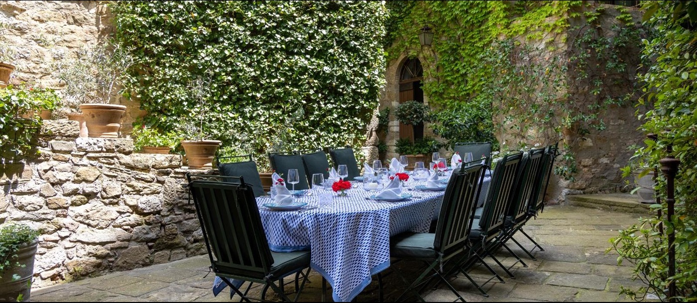 Outside Dining Table 1 at Castello di Polgeto in Umbria