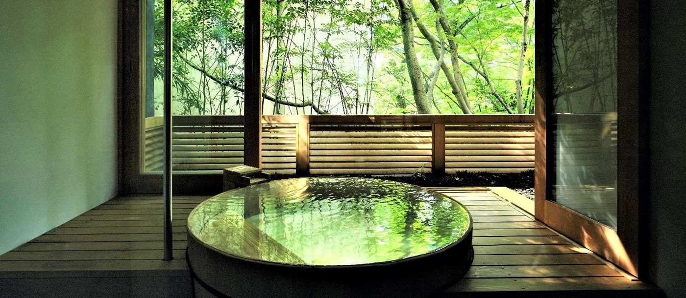 Private onsen bath at Beniya Mukayu in Yamashiro Japan