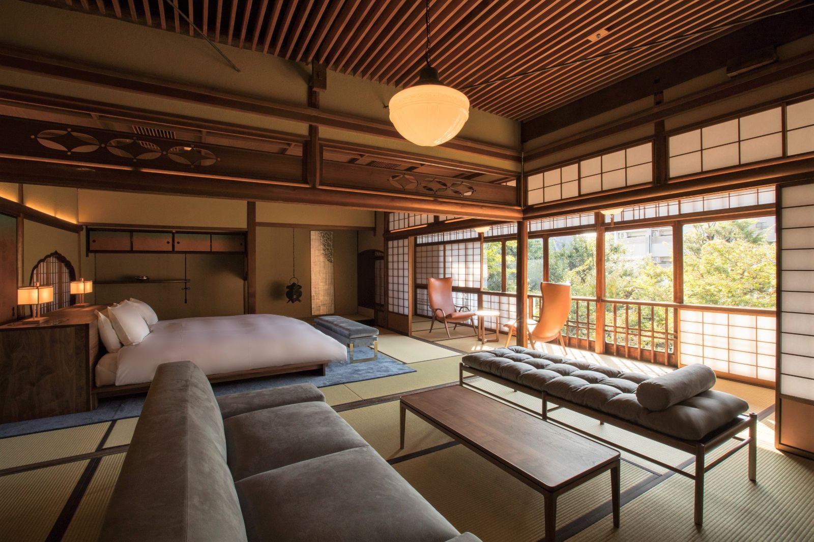 Living area at Sowaka ryokan in Kyoto, Japan