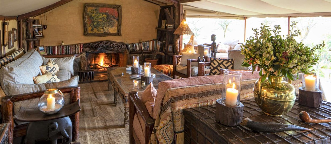 Lounge area at Enasoit private house on the Laikipia Plateau in Kenya