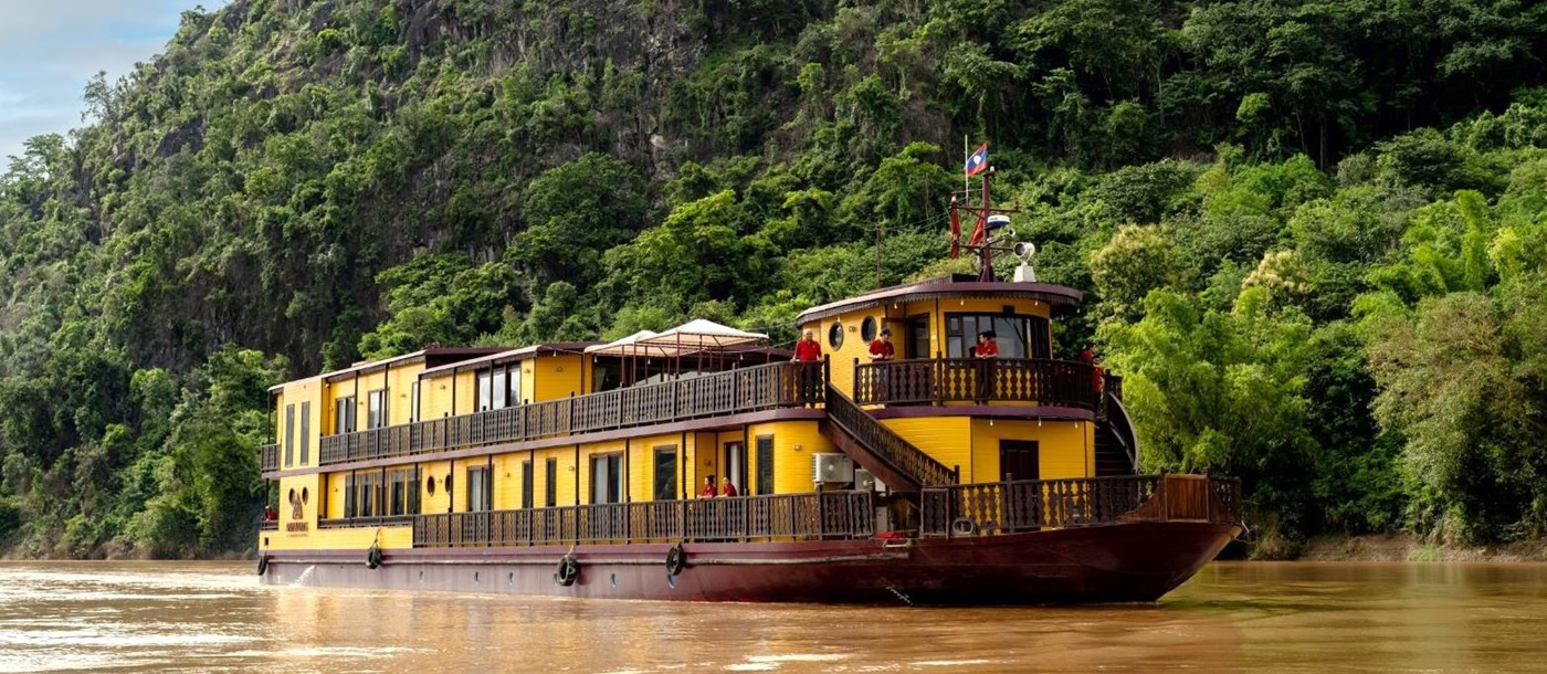 Facade of the Anouvong river cruise on the Upper Mekong in Laos