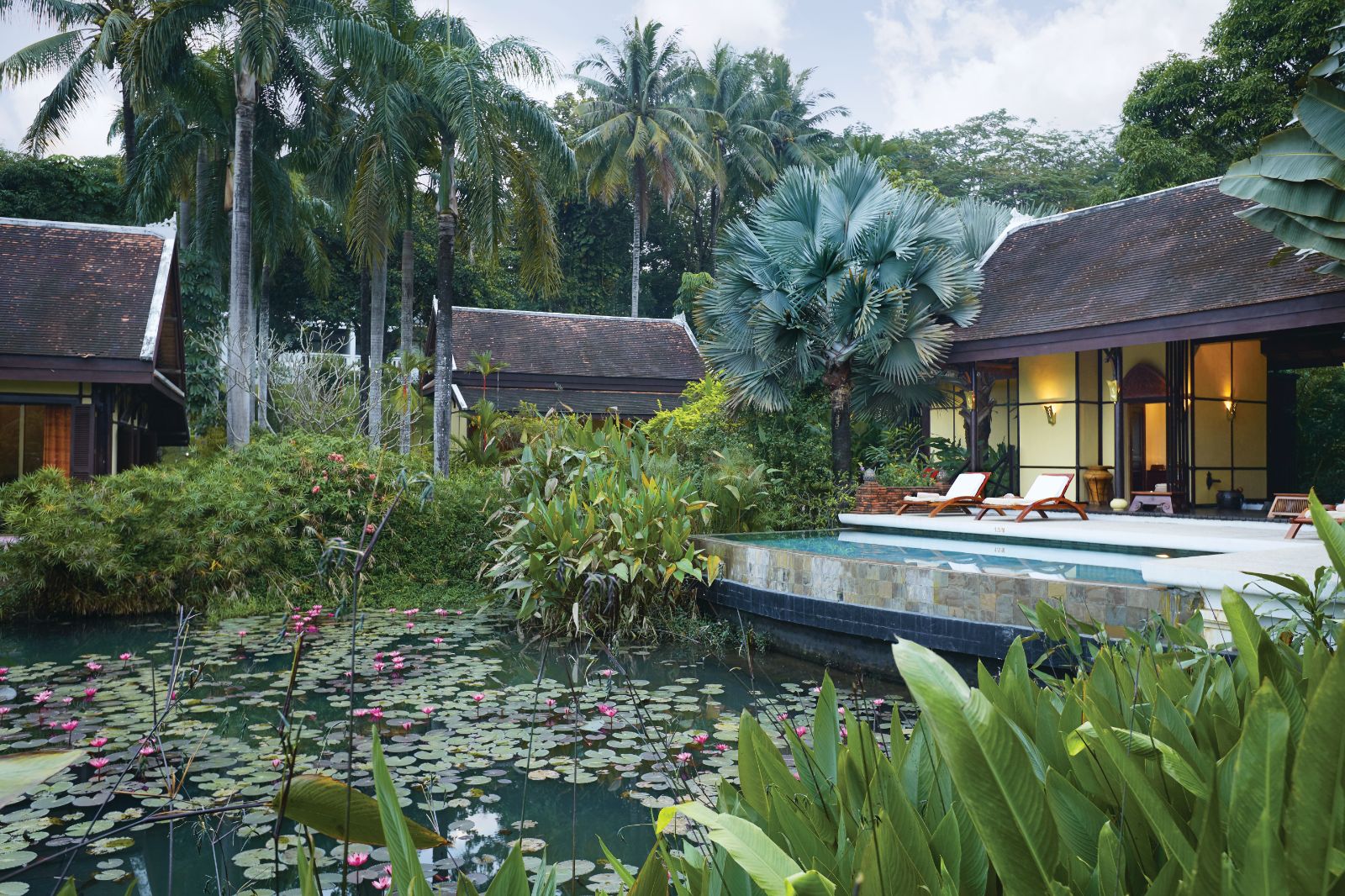 Guest villa overlooking pond at La Residence Phao Vao in Luang Prabang, Laos