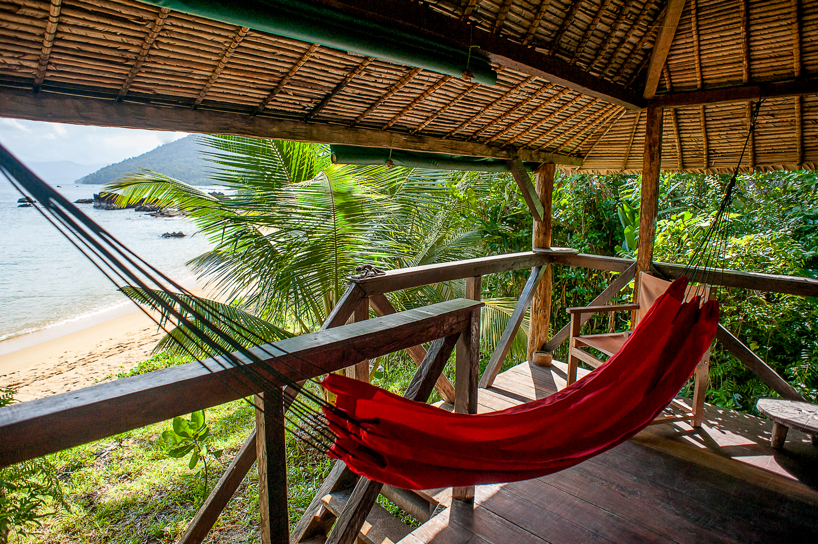 Balcony on the porch of a guest treehouse at Masoala Forest Lodge in Madagascar
