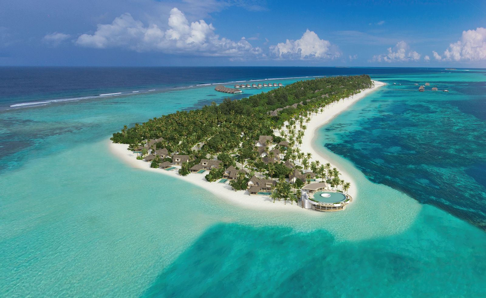 Aerial view of the Six Senses Kanuhura in the Maldives