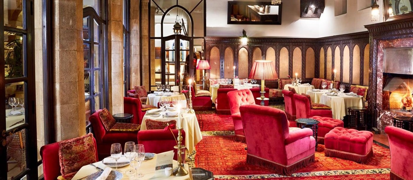The Oriental Lounge restaurant at Heure Bleu Palais luxury hotel in Essaouira