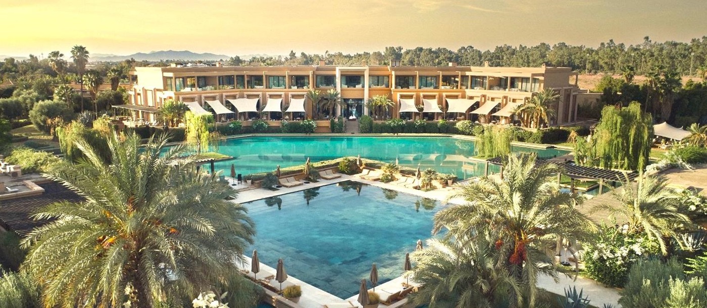 Aerial view of the pool at Mandarin Oriental Marrakech