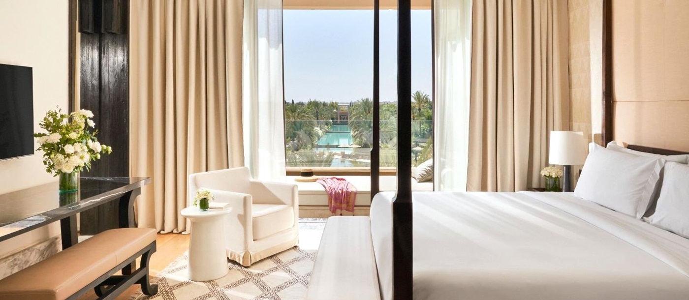 Royal suite master bedroom at Mandarin Oriental Marrakech
