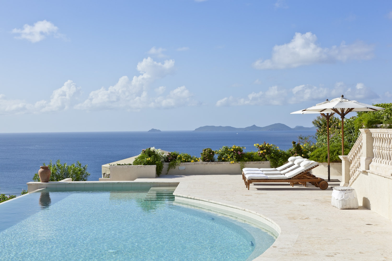 View from the swimming pool of Plantation House, Mustique