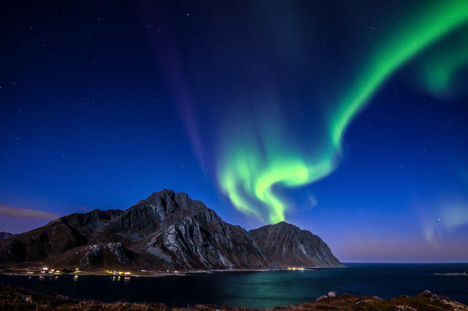 Northern lights viewed from the Lofoten Islands