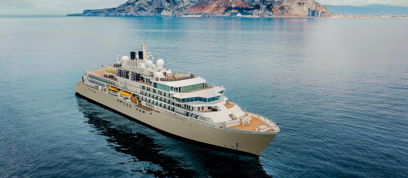Exterior view of Silver Endeavour by Silversea in the Arctic