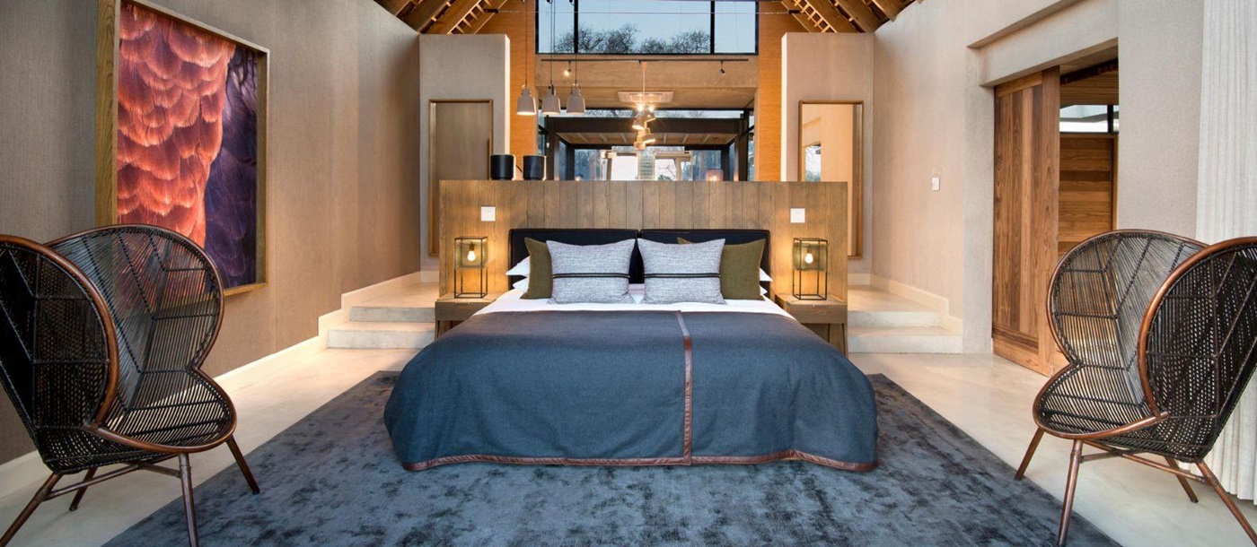 Bedroom at Fish Eagle Villa at Lion Sands in Kruger National Park in South Africa
