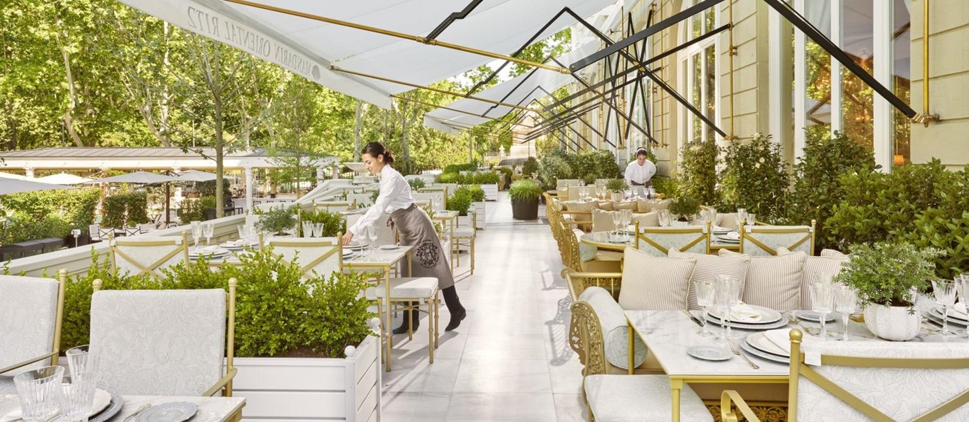 Terrace dining at the luxury hotel Mandarin Oriental Ritz Madrid
