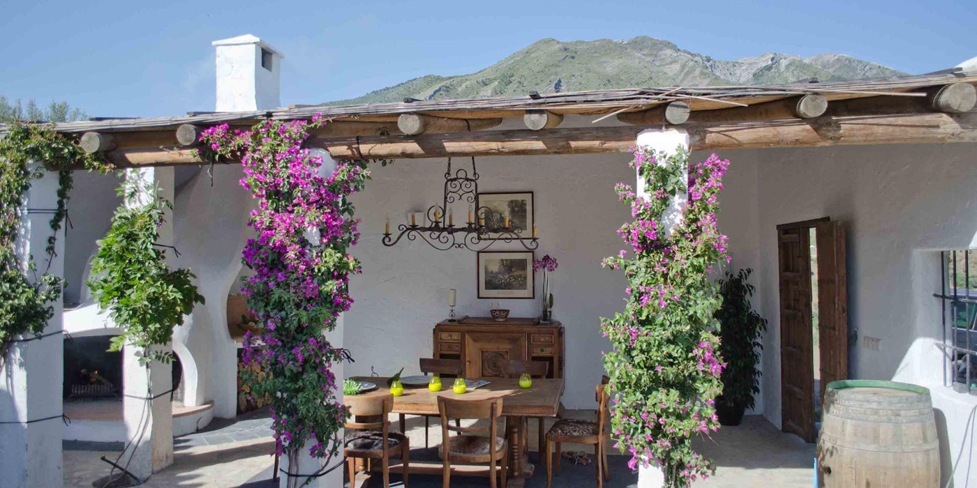 The covered terrace of El Refugio, Andalucia