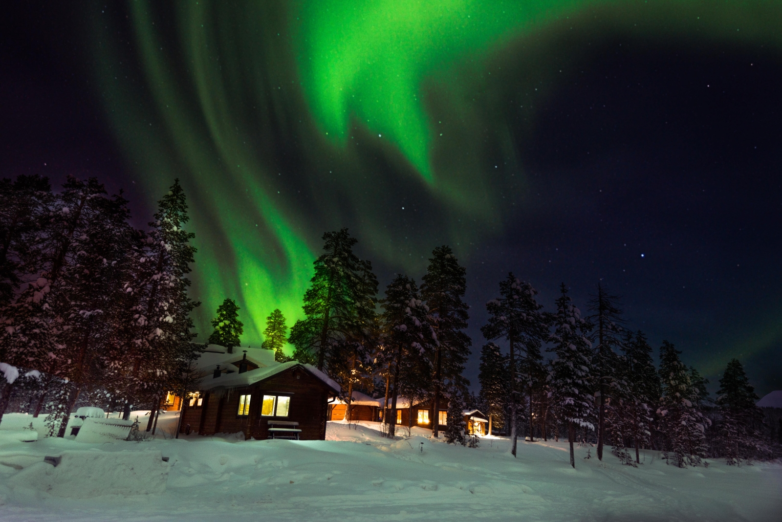 Northern lights  at Fjellborg Arctic Lodge in Sweden