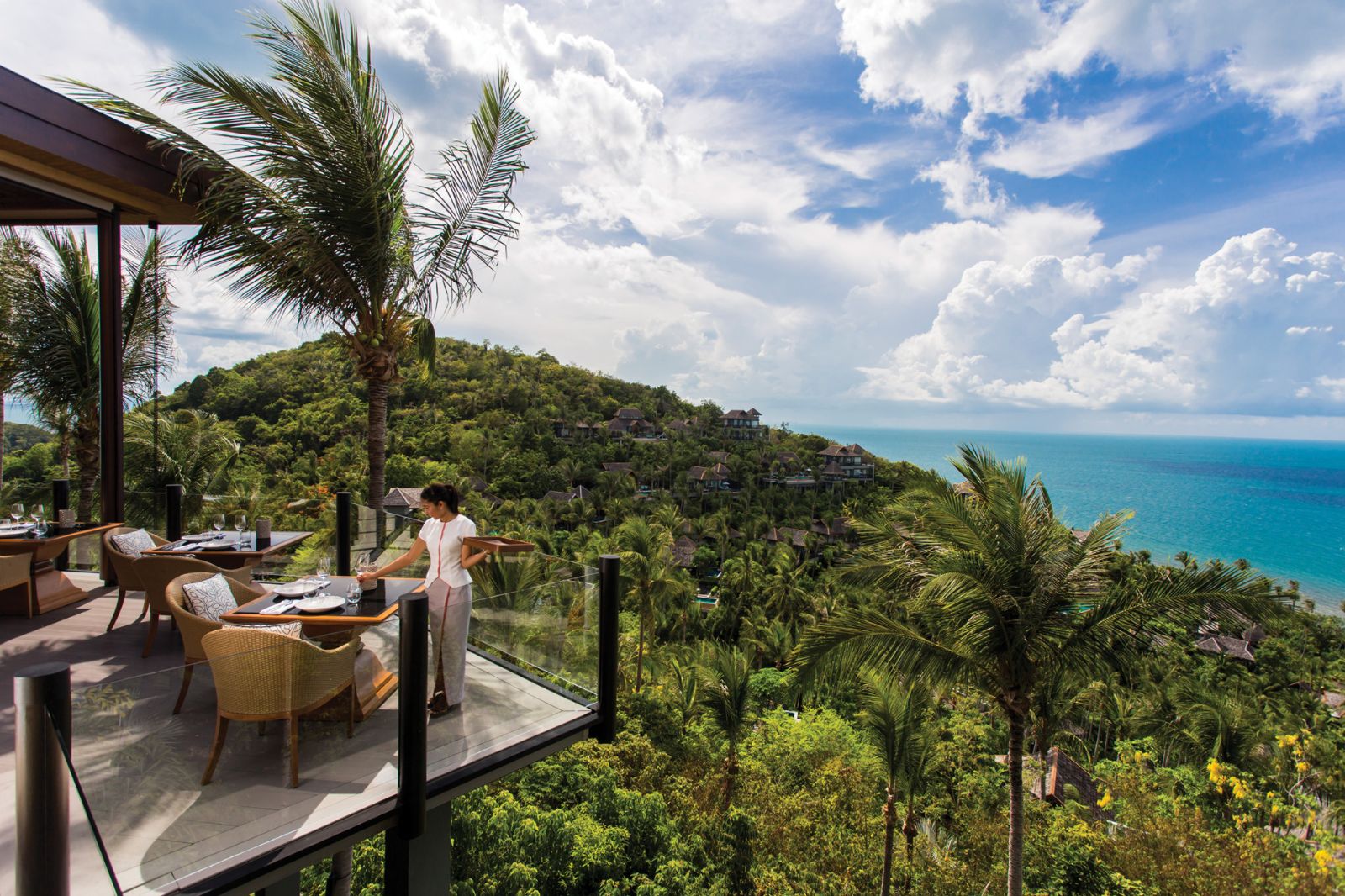Seating terrace area at Four Seasons Resort Koh Samui in Thailand