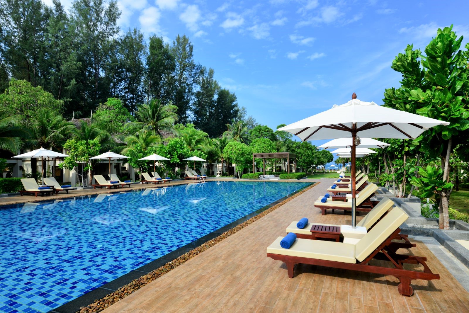 Pool and loungers at Layana Resort & Spa in the Koh Lanta region of Thailand