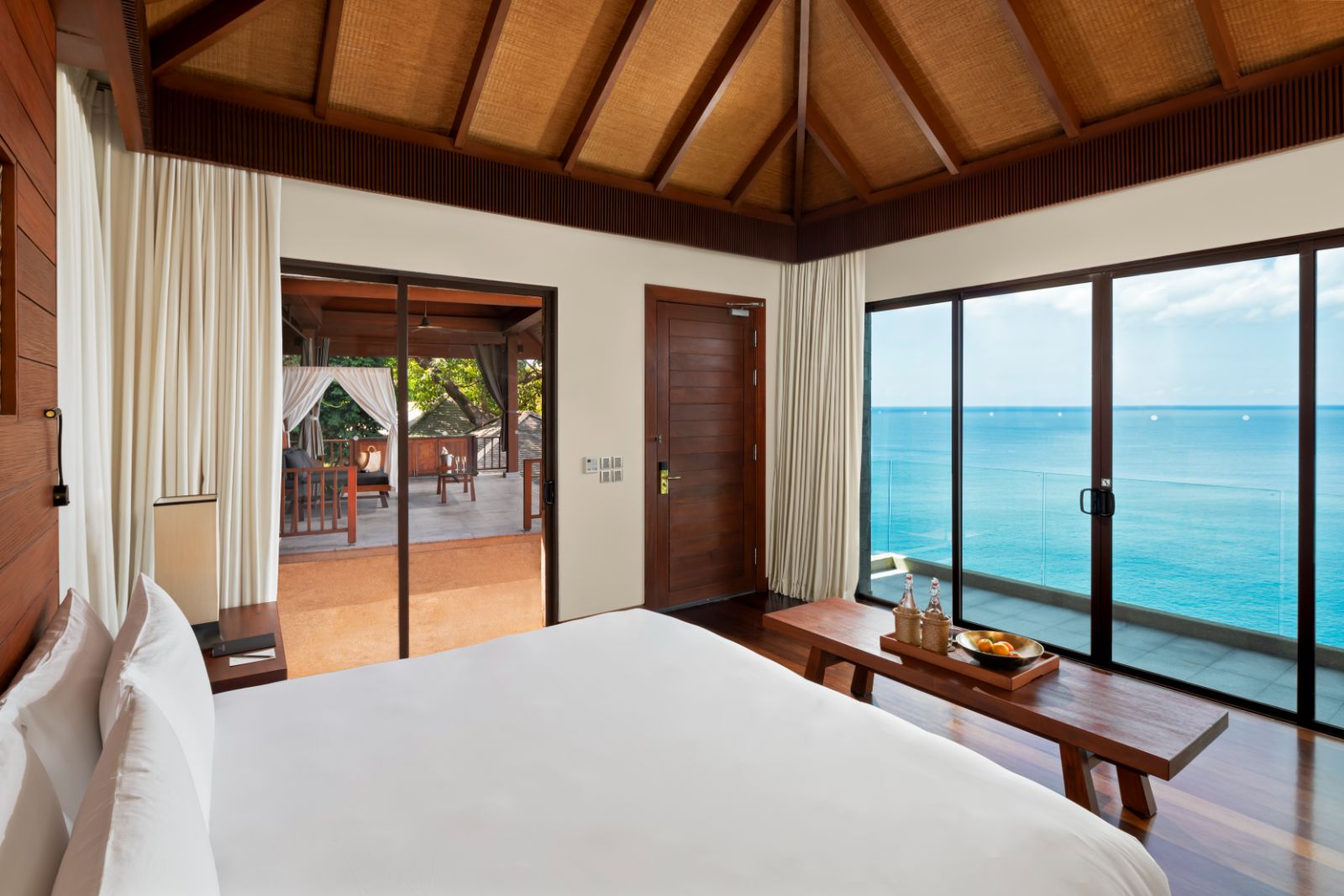 Cliff Pool Villa bedroom at Paresa resort in the Phuket region of Thailand