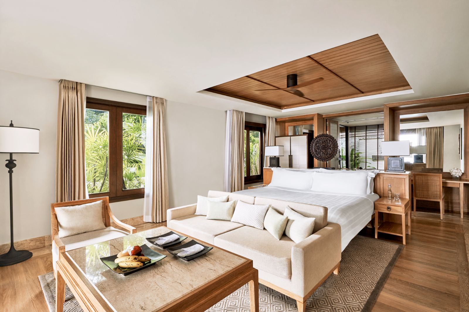 Bedroom of a ocean view pool suite at Luxury resort Trisara 