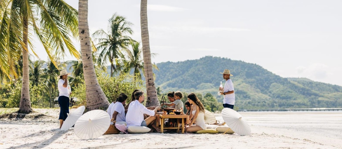 Beach picnic at ANI Thailand villa on Koh Yao Noi island in the Pha Ngan Bay in Thailand