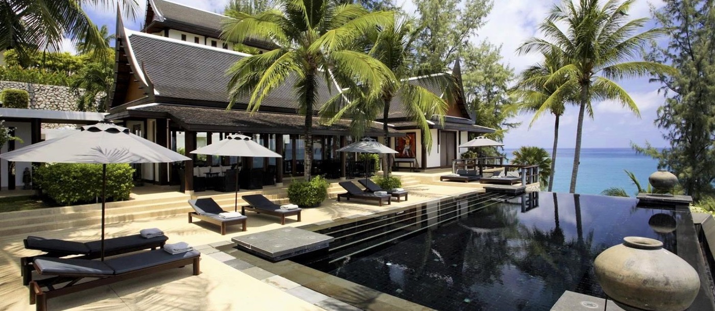 Pool and façade of Villa Laemson, luxury villa in Phuket, Thailand
