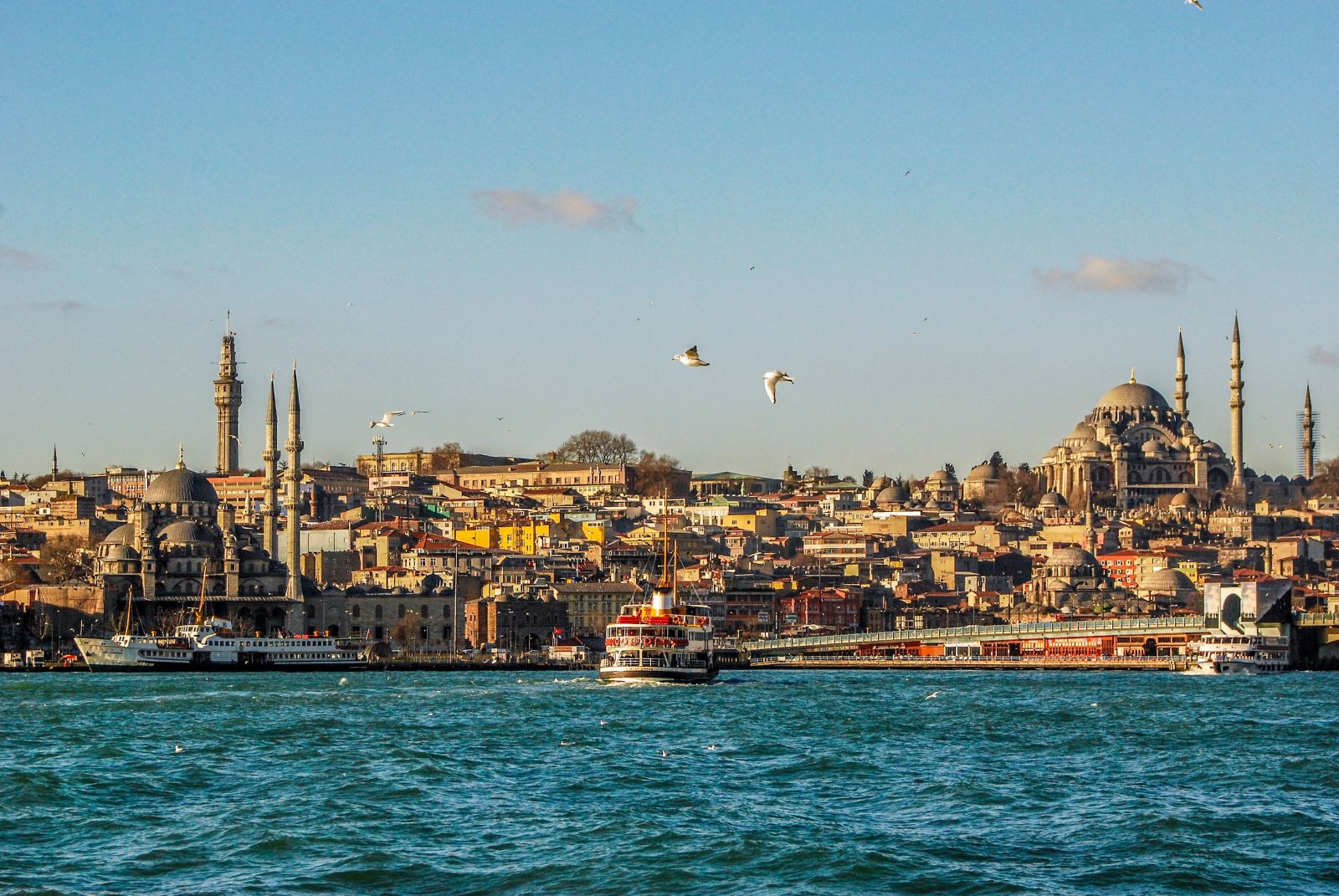 A boat tour along the Bosphorus in Istanbul, Turkey