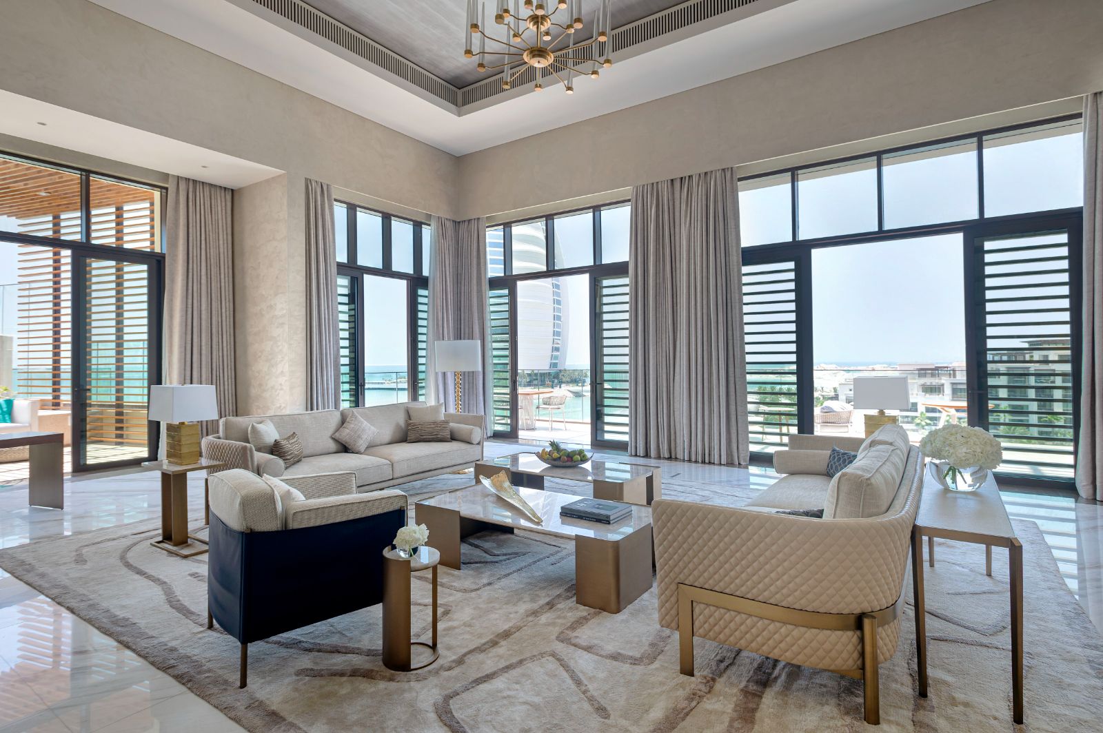 Royal penthouse suite living room at Jumeirah Al Naseem in Dubai