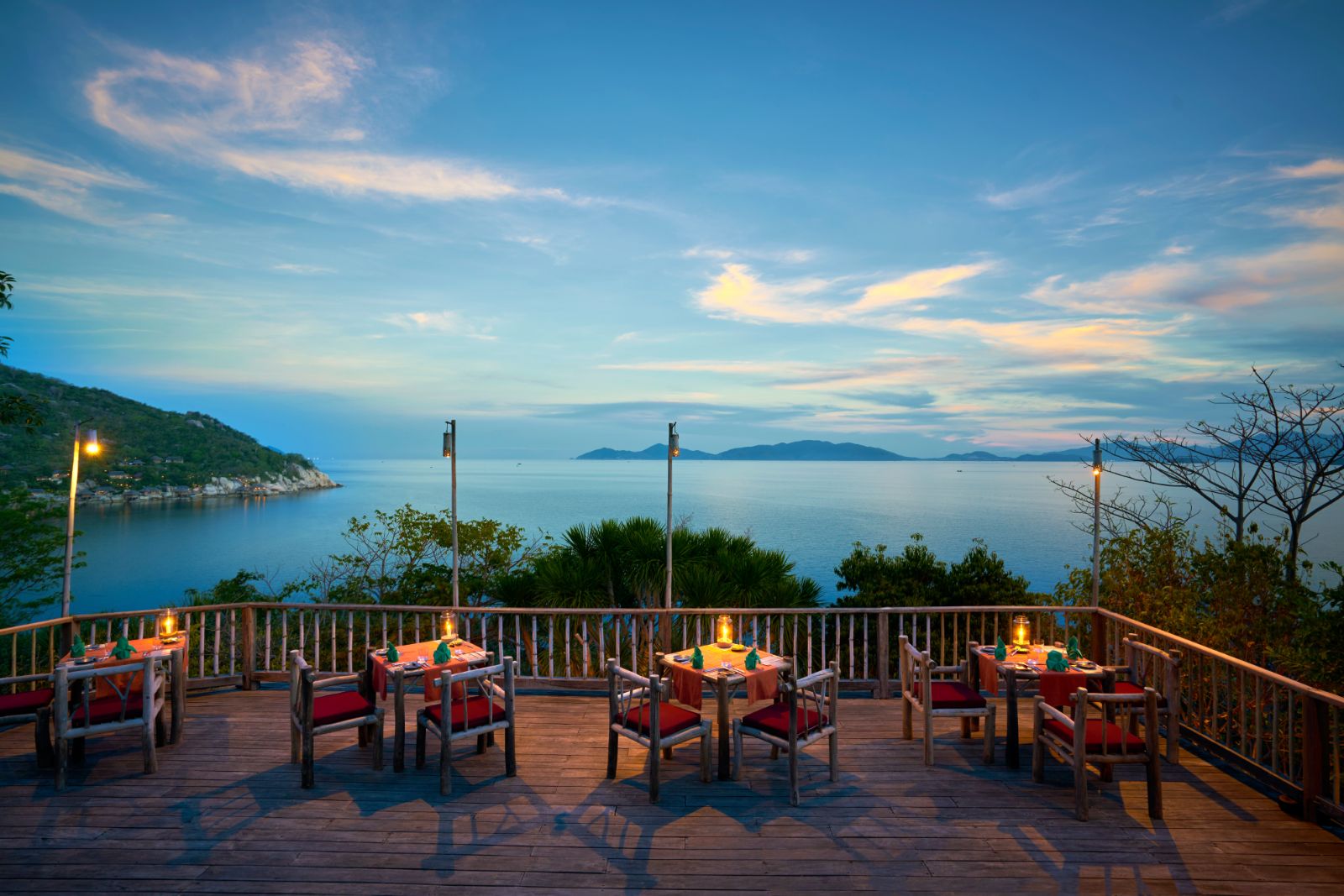 Dining by the rocks restaurant at luxury resort Six Senses Ninh Van Bay