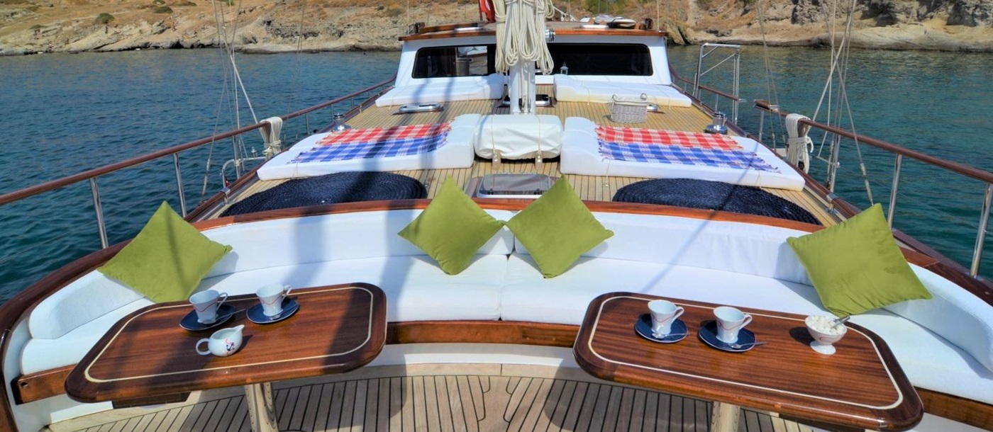 Front deck area on board Artemis in Turkey