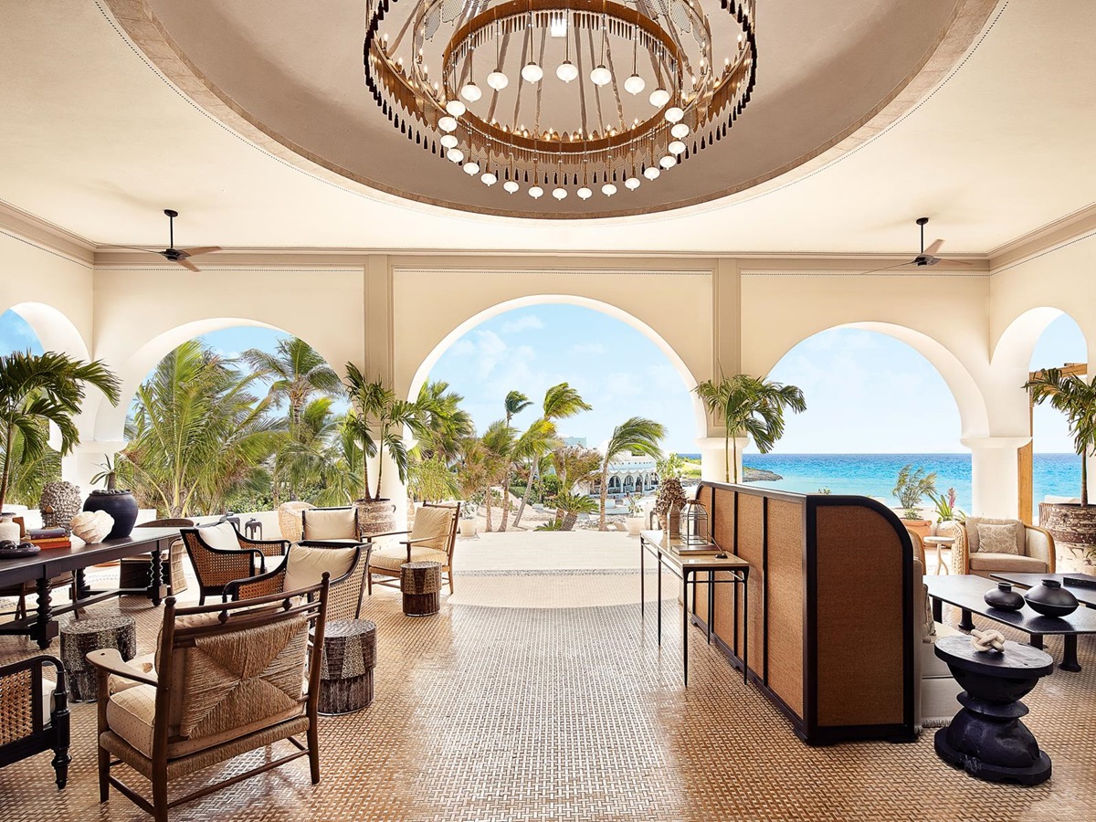 Lobby with ocean views at Belmond's Cap Juluca resort in Anguilla