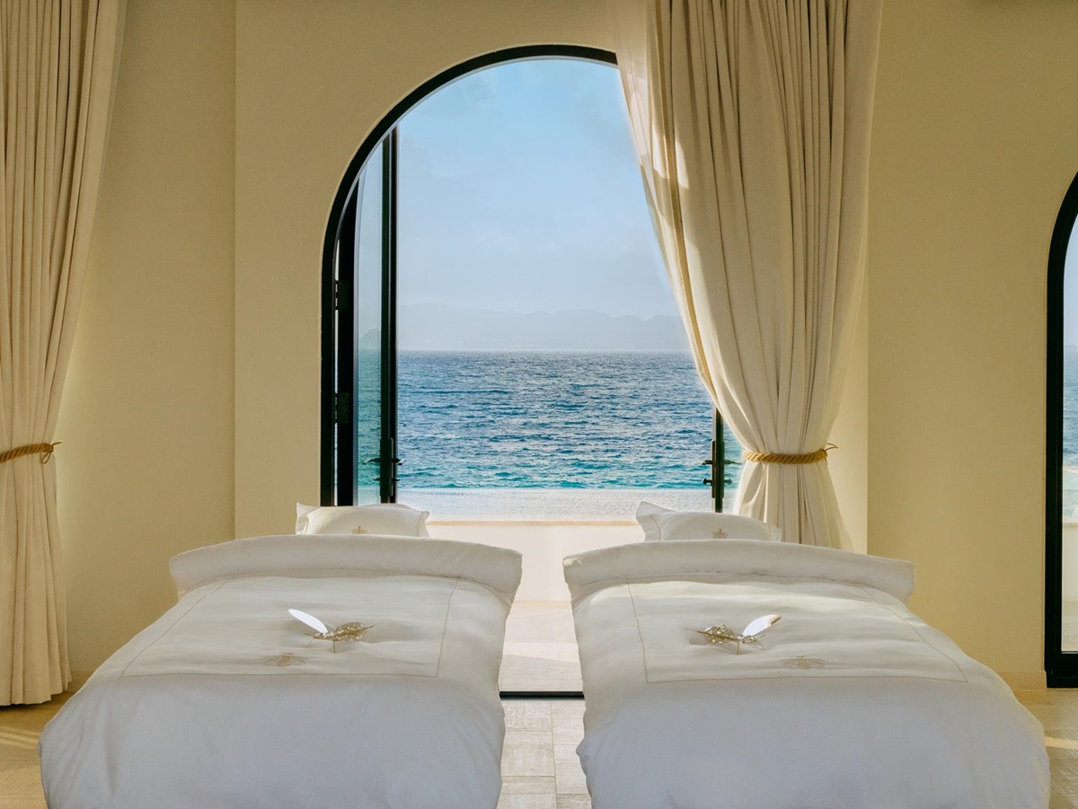 Spa beds with ocean views at Belmond's Cap Juluca resort in Anguilla