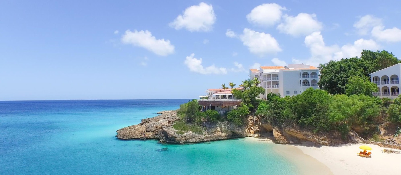 the beach, sea and facade of Malliouhana, Anguilla