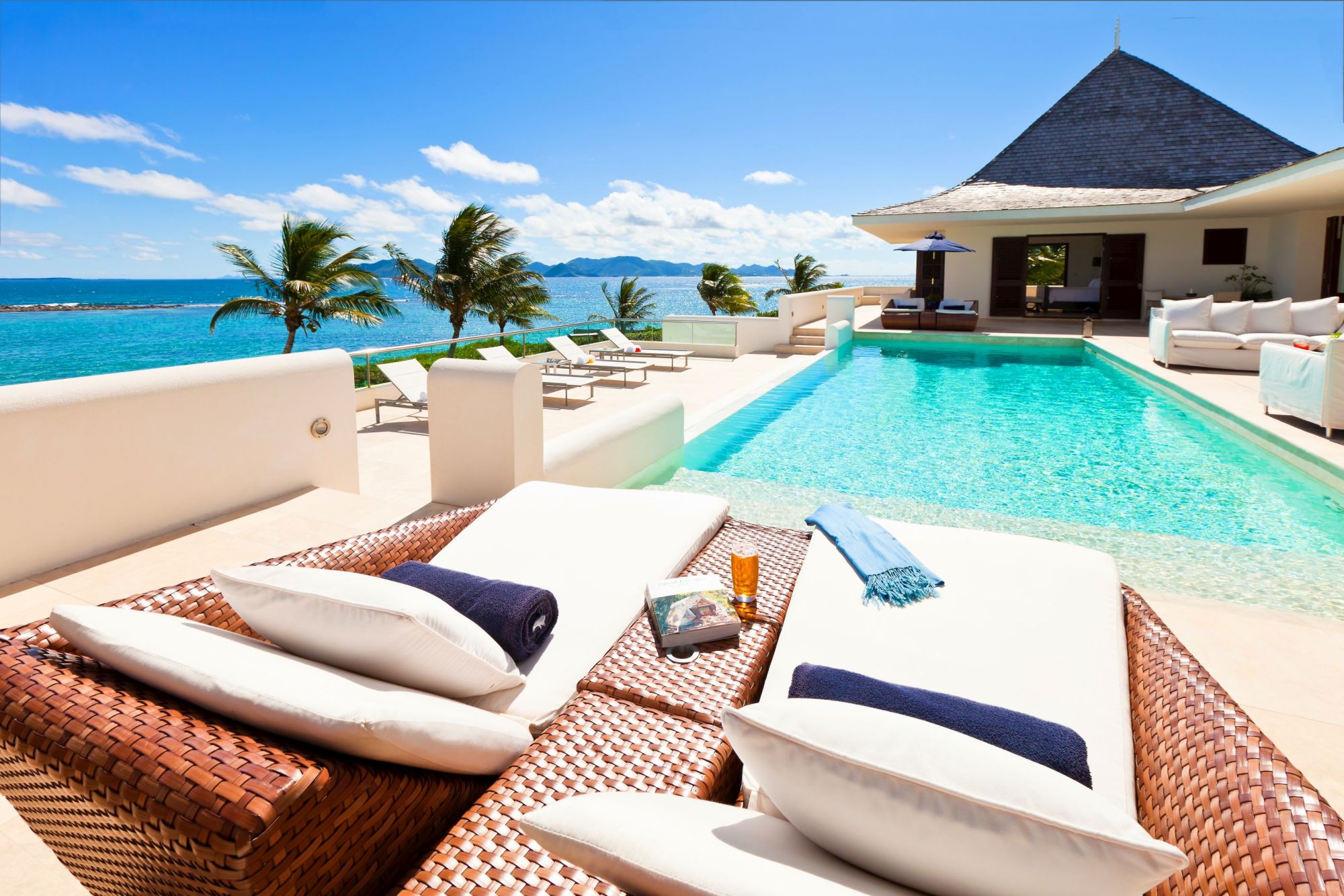 sunbeds at le bleu, anguilla