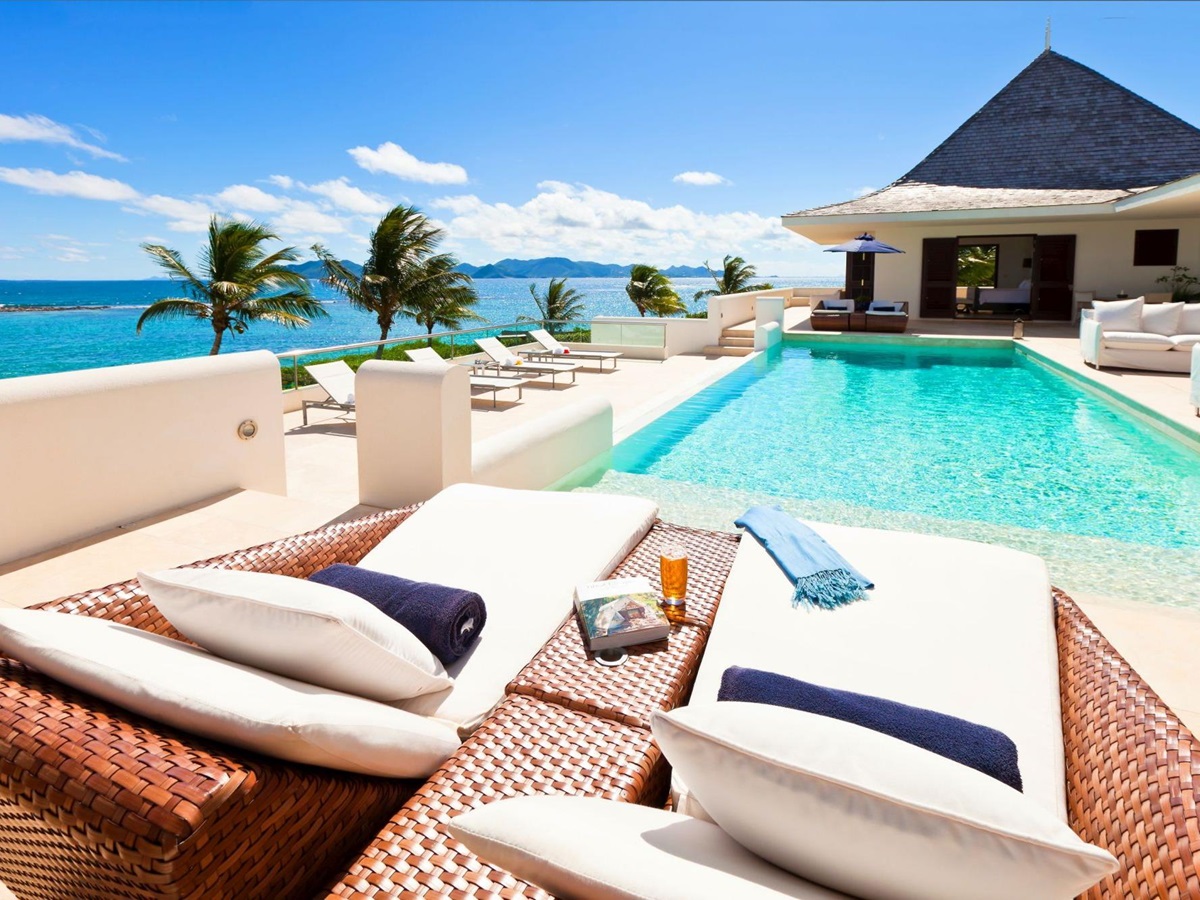 sunbeds at le bleu, anguilla