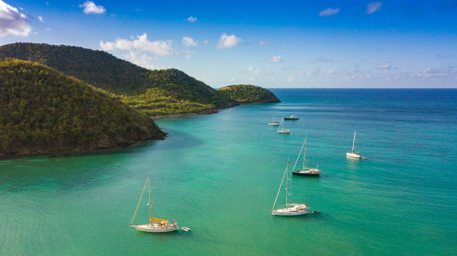 Boats in the bay of Carlisle Bay in Antigua